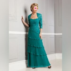 Caterina Collection Peacock Embellished Dress Jacket